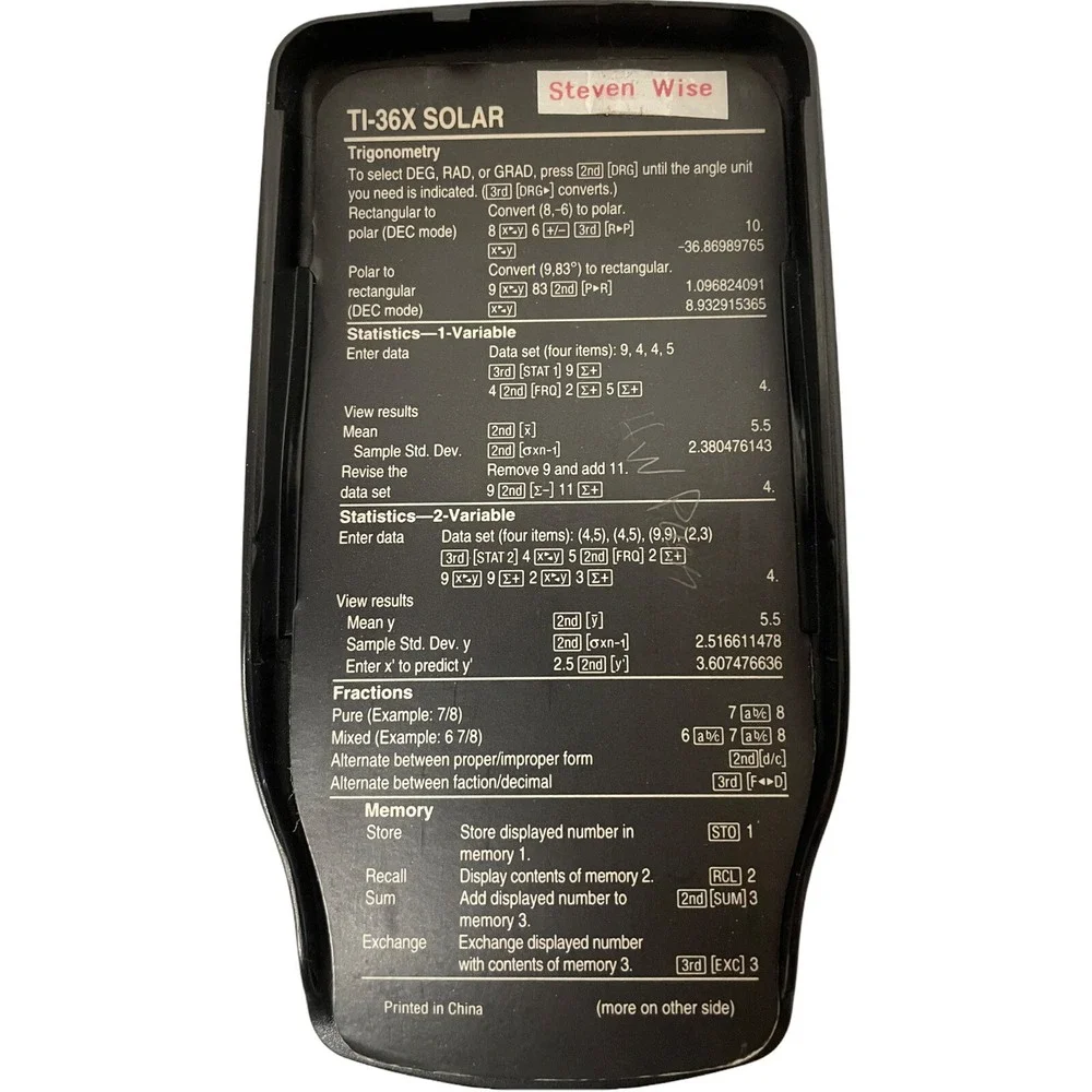 Texas Instruments TI- 36X Solar Calculator with Cover Black